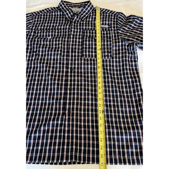 HABIT Vented Fishing Shirt Men Large Blue Plaid Short Sleeve UV40 Performance - Picture 11 of 12
